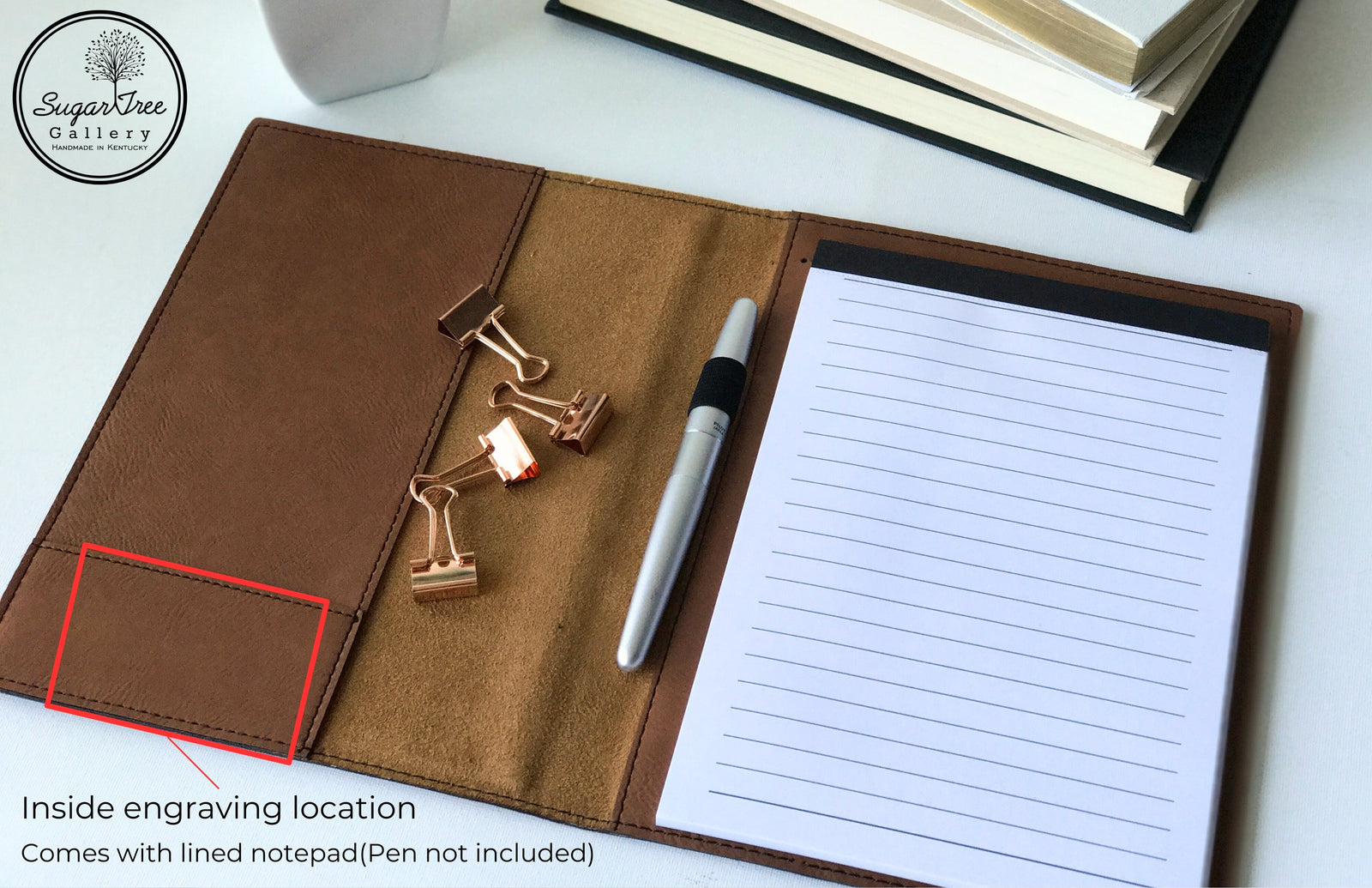 Personalized Padfolio Custom Engraved to order | Compton Script Design