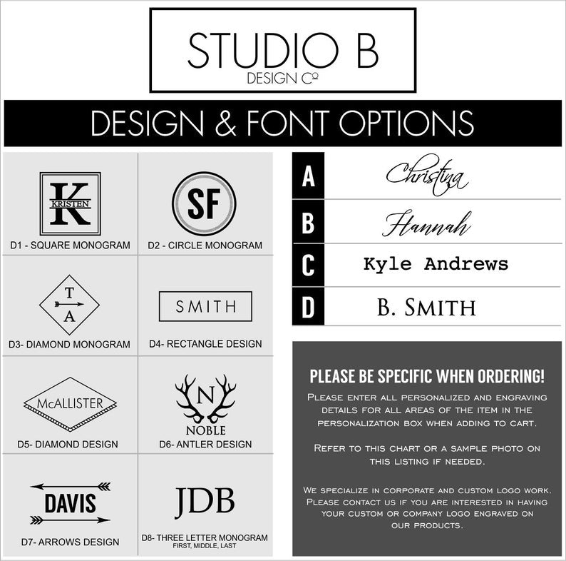 Personalized Padfolio Custom Engraved to order | Square Monogram Design