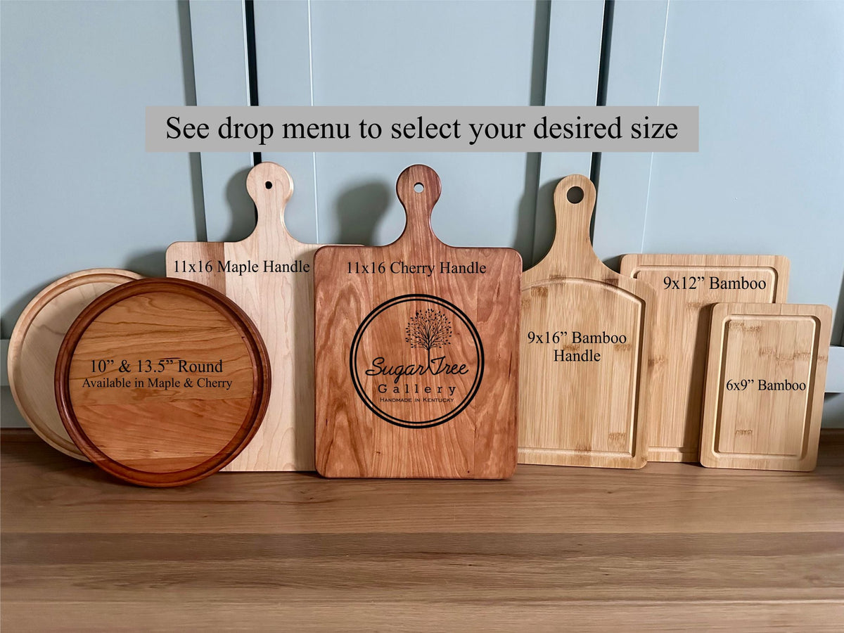 Personalized Engraved Round Cheese Cutting Board | Compton Design
