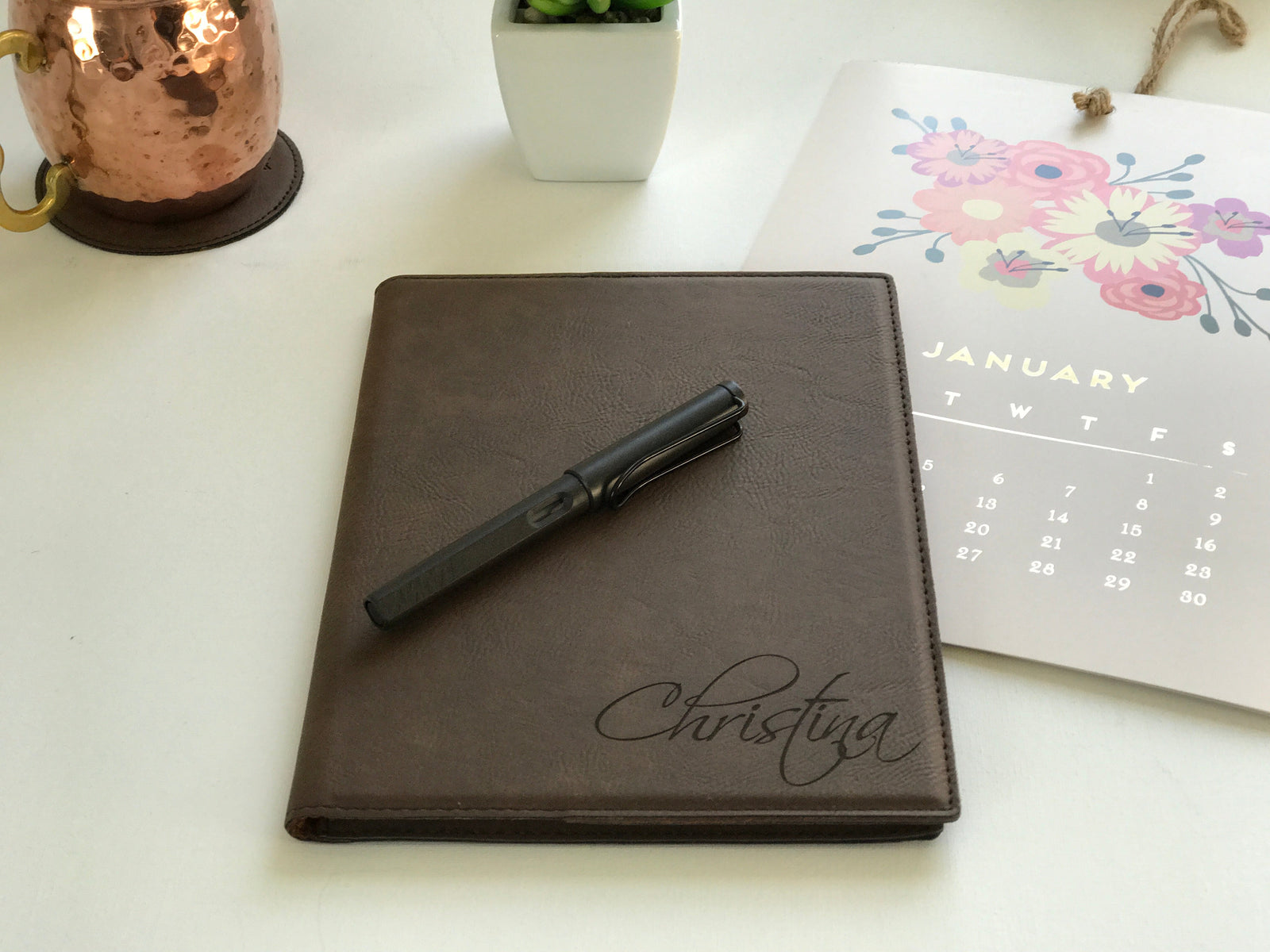 Personalized Padfolio Custom Engraved to order | Compton Script Design