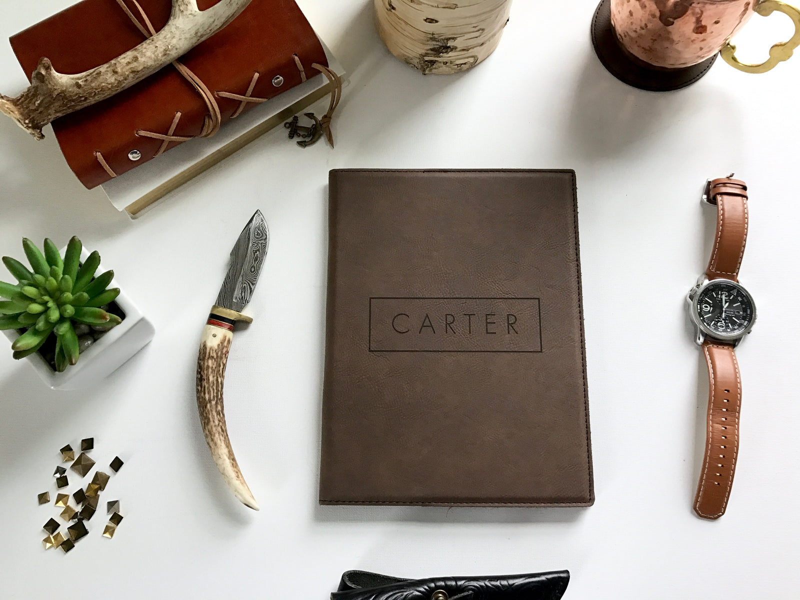 Personalized Padfolio Custom Engraved to order | Compton Script Design