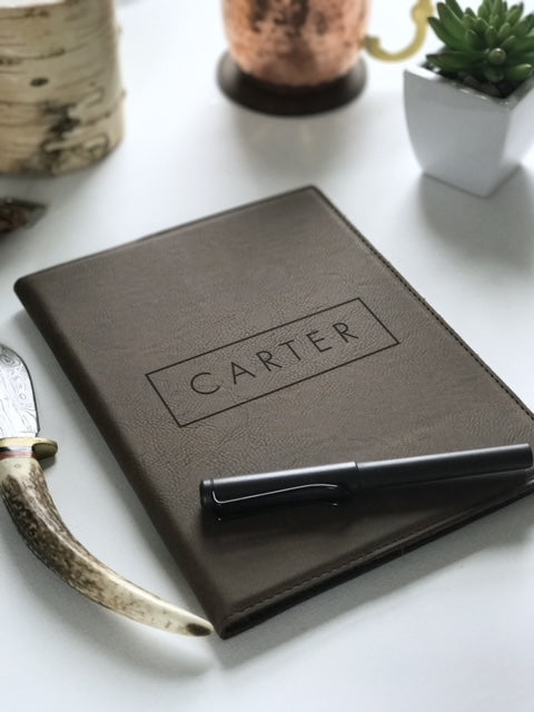 Personalized Padfolio Custom Engraved to order | Compton Script Design