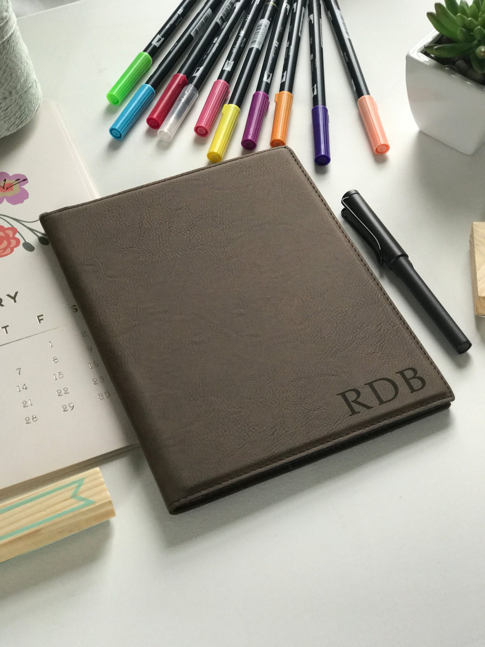 Personalized Padfolio Custom Engraved to order | Compton Script Design