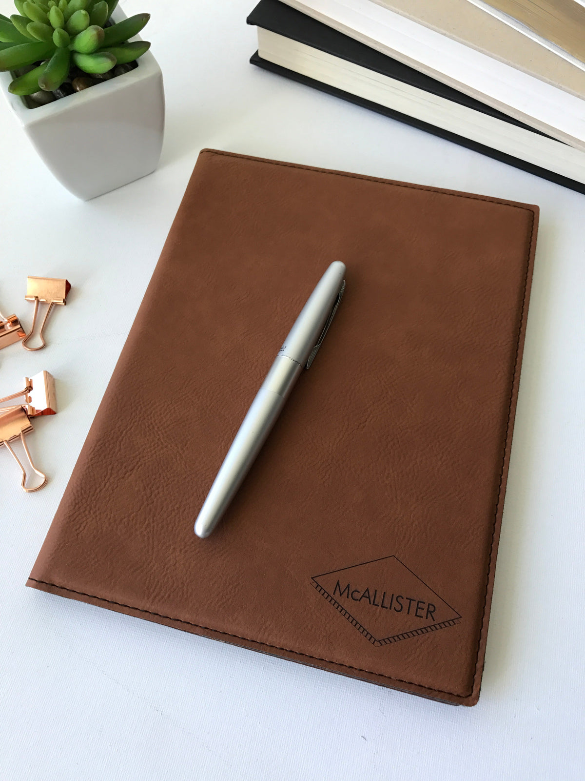 Personalized Padfolio Custom Engraved to order | Square Monogram Design
