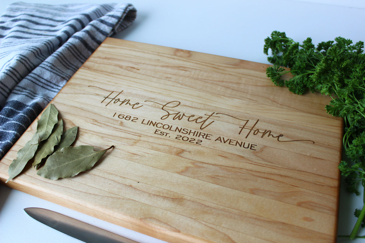 Cherry Cutting Board, Home Sweet Home, Personalized Board, Custom shops Engraved, Custom Cutting Board, Housewarming Gift --21217-CUTB-003