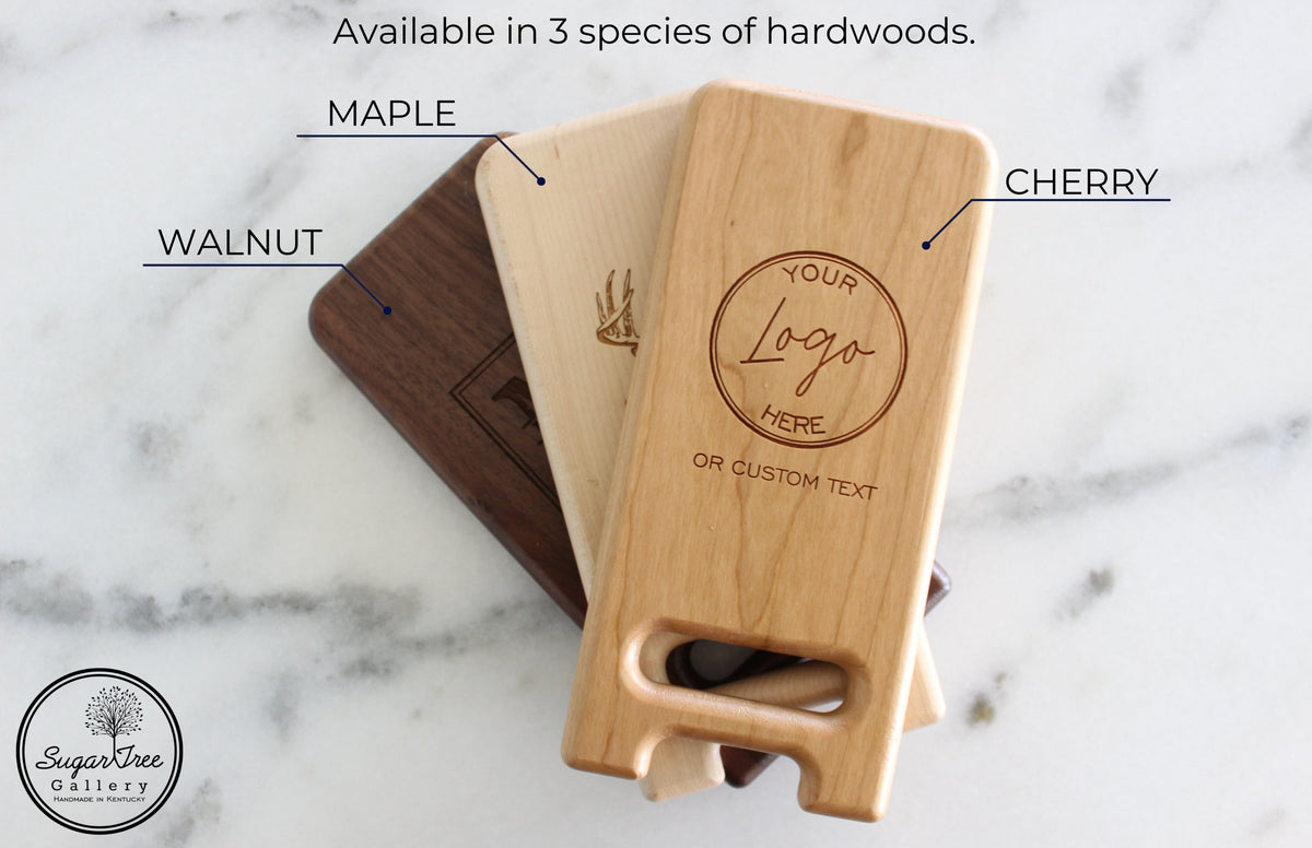 Personalized phone holder and charging station. Custom engraved to order