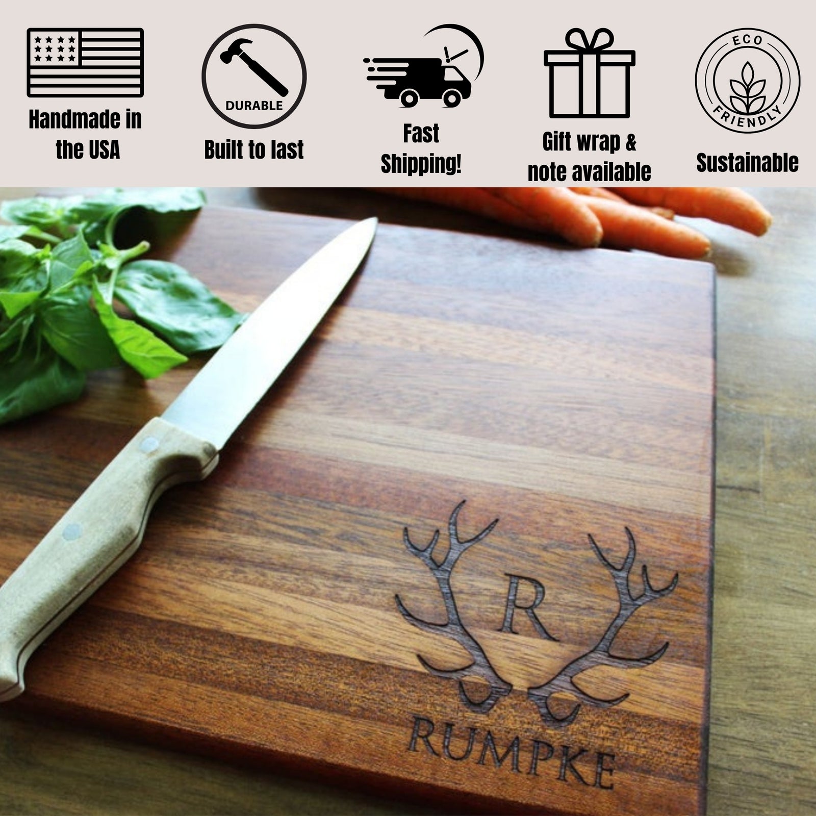 Engraved Butcher Board | Antler Design