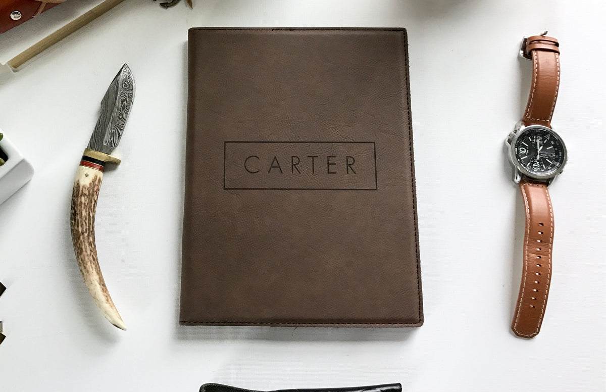 Personalized Padfolio Custom Engraved to order | Compton Script Design