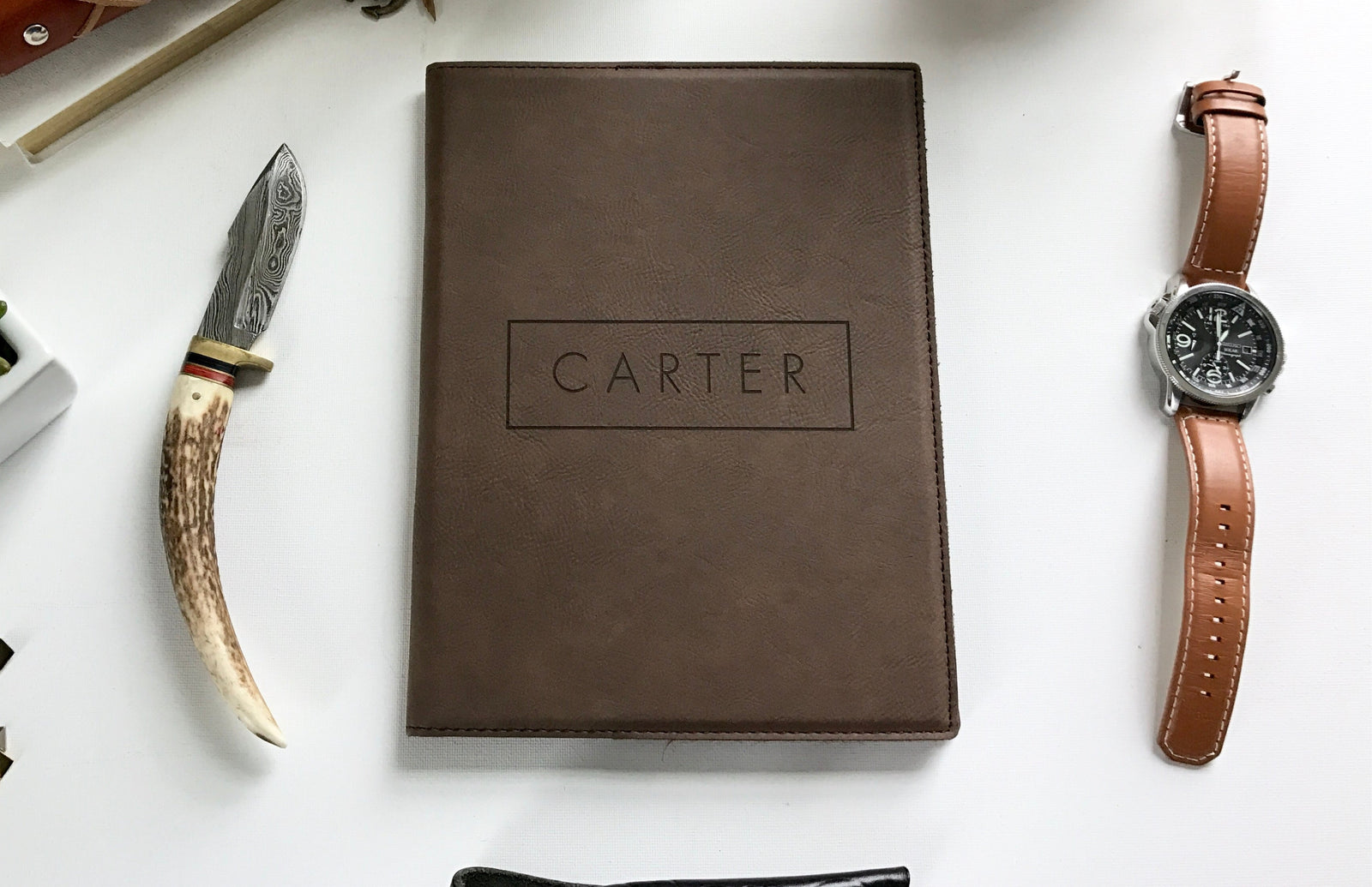 Personalized Padfolio Custom Engraved to order | Compton Script Design