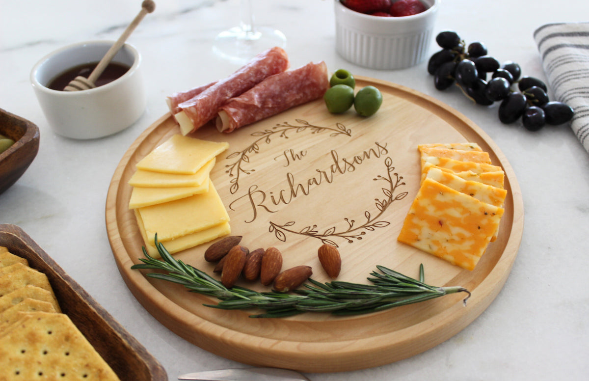 Personalized Engraved Round Cheese Cutting Board | Thompsons Design
