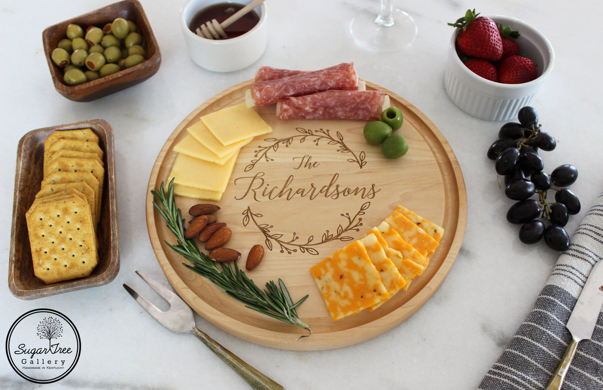 Personalized Engraved Round Cheese Cutting Board | Compton Design
