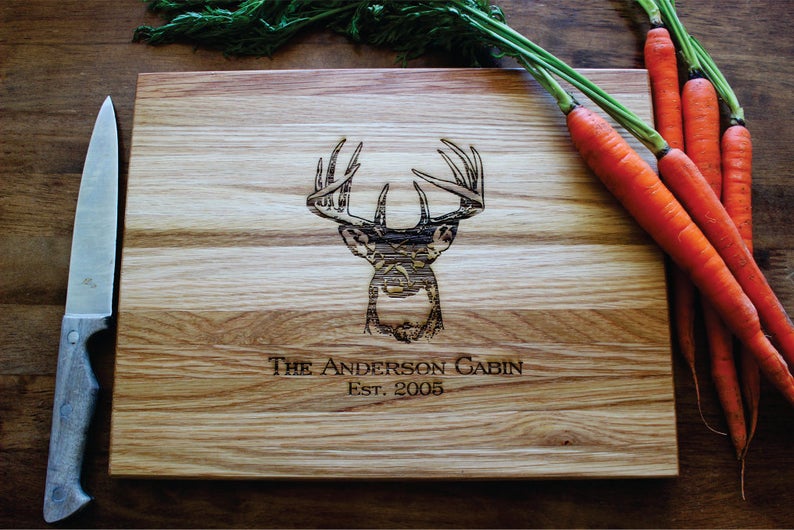 Family Monogram Custom Engraved Bamboo Cutting Board - Whitetail  Woodcrafters