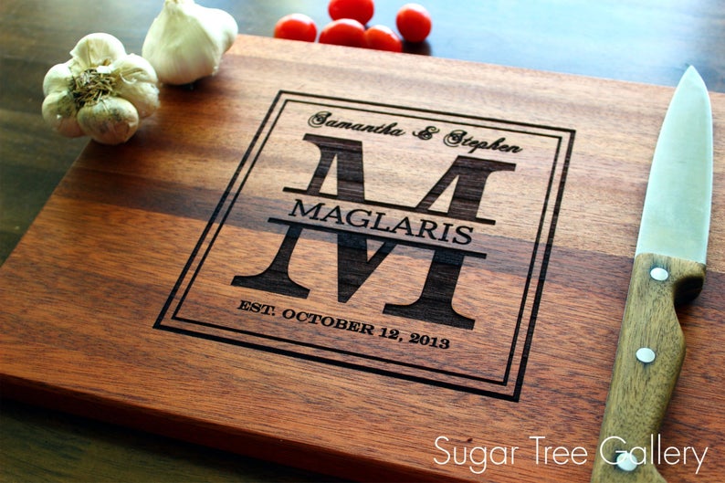 Wooden Cutting Board Initial Dots - Personalized Gallery